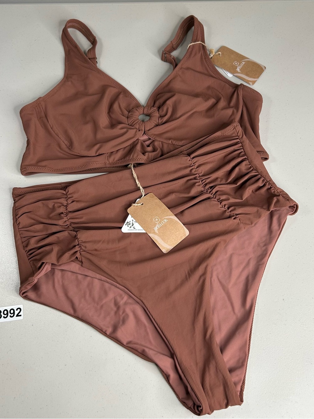 Berlook Tankini Bikini Set Plus Size 16 Ruched Tankini Bottom New